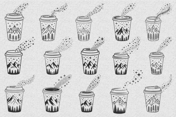 Coffee Cup Mountains SVG Bundle for Crafts and Graphics