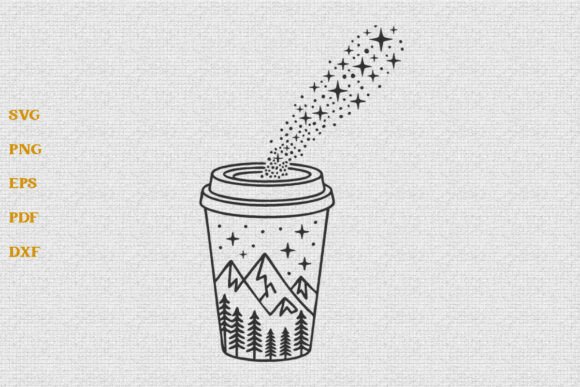 Coffee Cup with Mountains SVG: Graphics and Crafts Asset