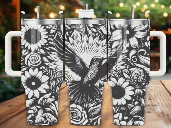 Hummingbird and Sunflowers Graphics for Crafts
