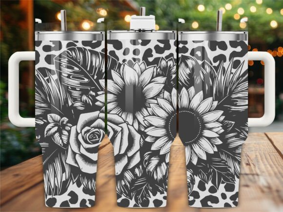 Leopard Sunflowe Laser Engraving Tumbler Graphics and Tumbler Wraps