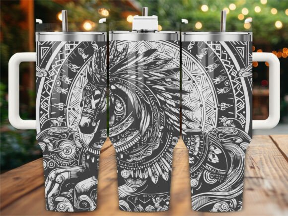 Mandala Horse Tumbler Graphics for Crafts