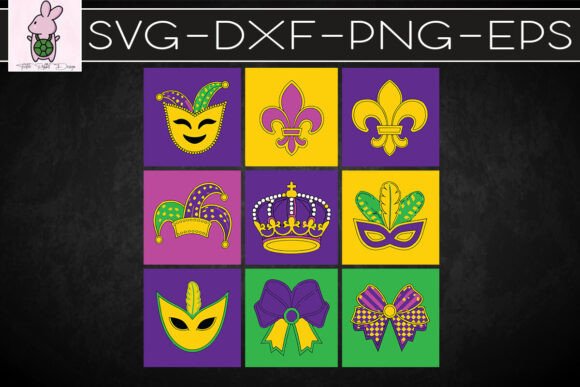 Retro Checkered Mardi Gras SVG Graphics for Crafts