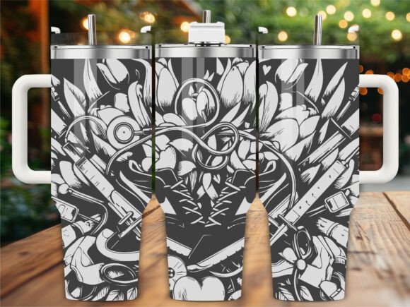 Roses Nurse Tumbler Wrap Graphics for Tumbler Wraps