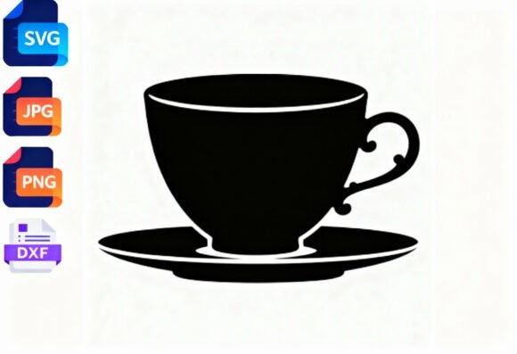 Tea Cup and Saucer SVG Graphics for Crafts