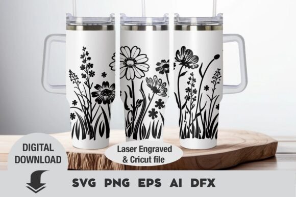 Tumbler 40oz Laser Svg, Flowers Laser Engraving Graphics Review