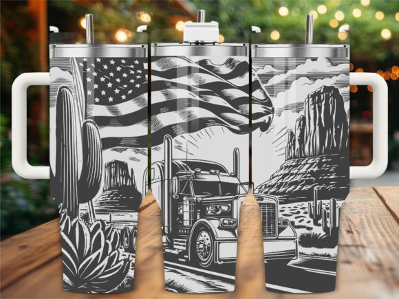 USA Semi Truck Tumbler Wraps & Graphics